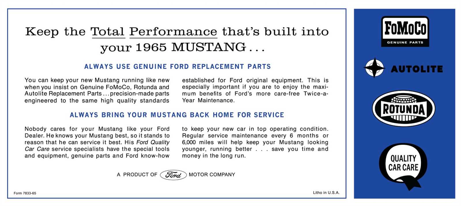 1965 mustang owners manual