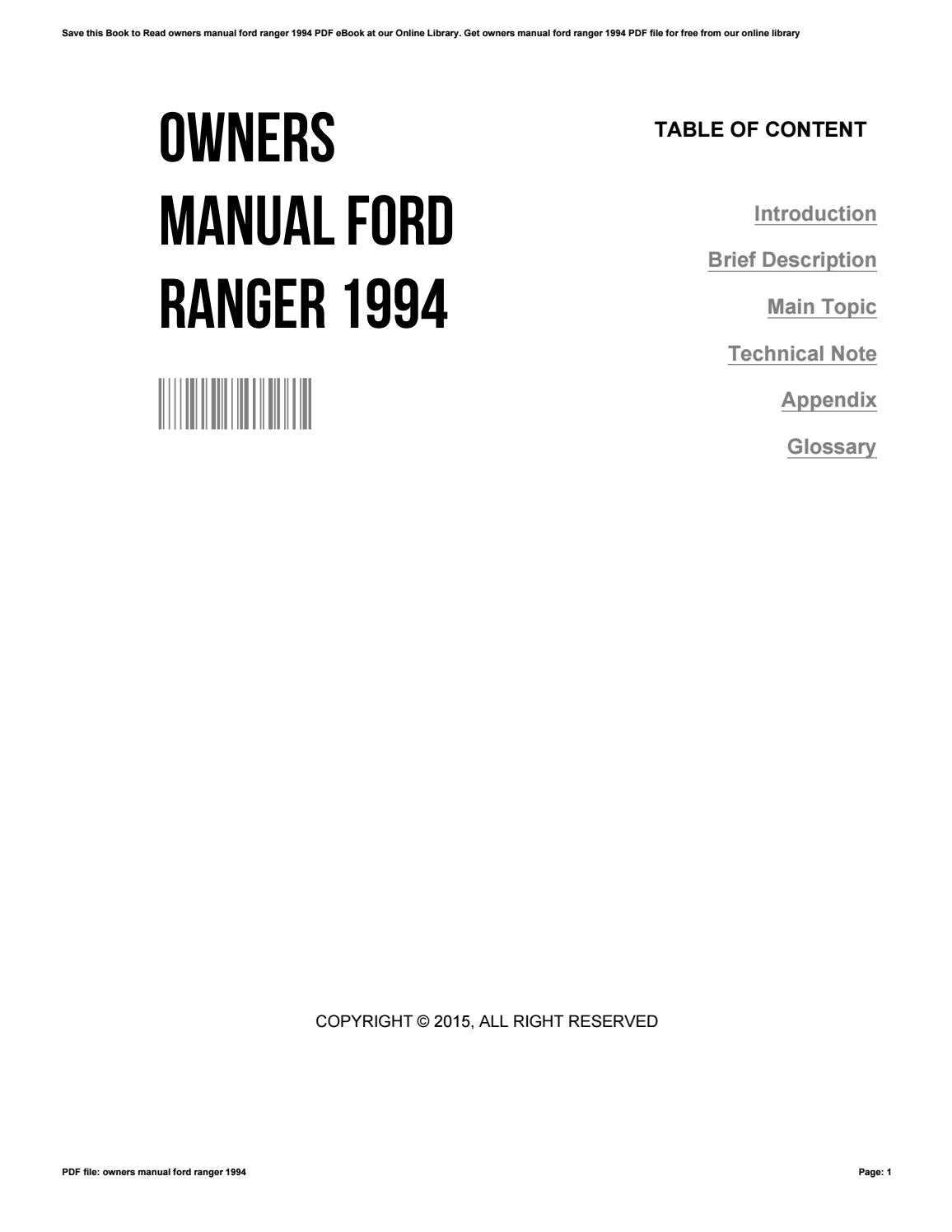 1994 ford ranger owners manual