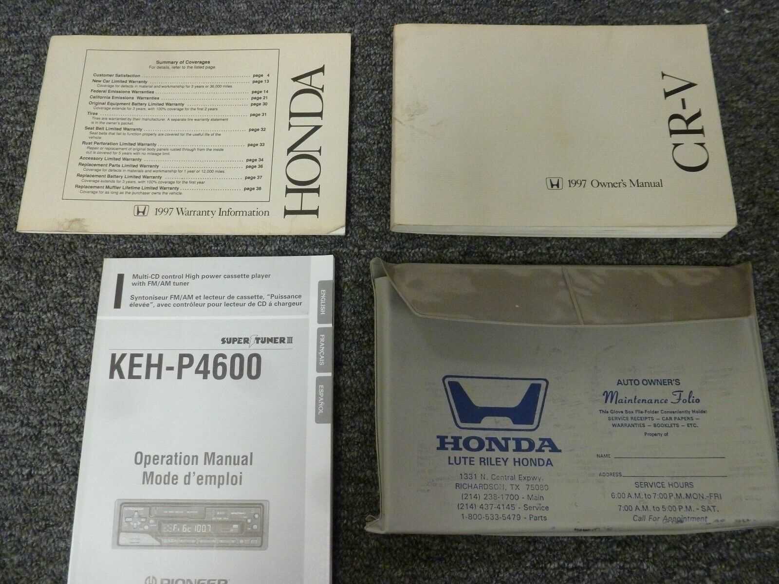 1997 honda cr v owners manual