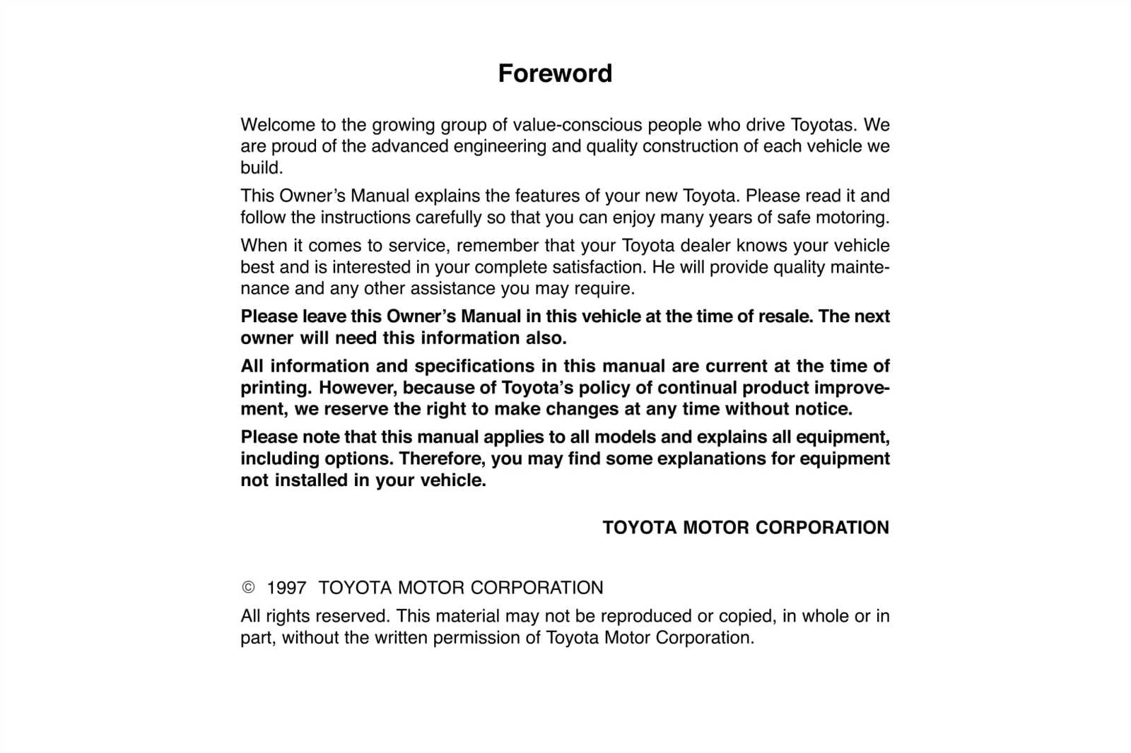 1997 toyota tacoma owners manual