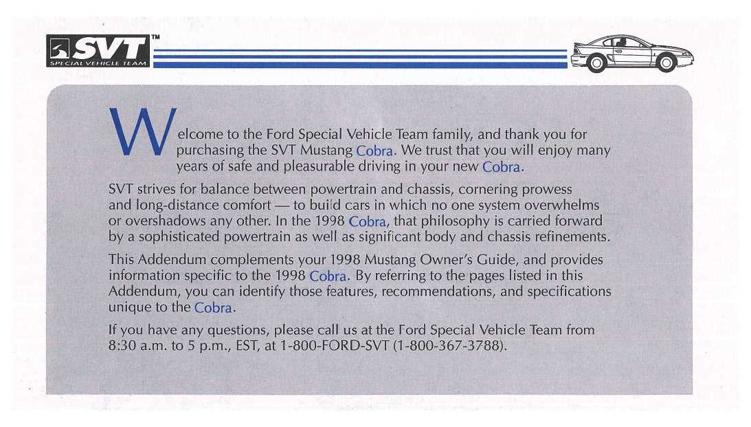 1998 mustang owners manual