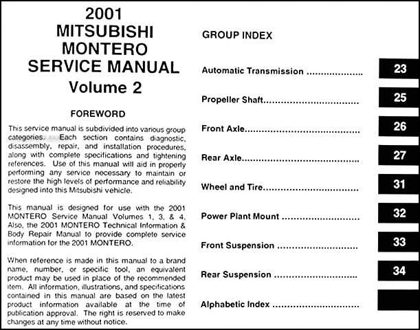 2001 mitsubishi montero owners manual