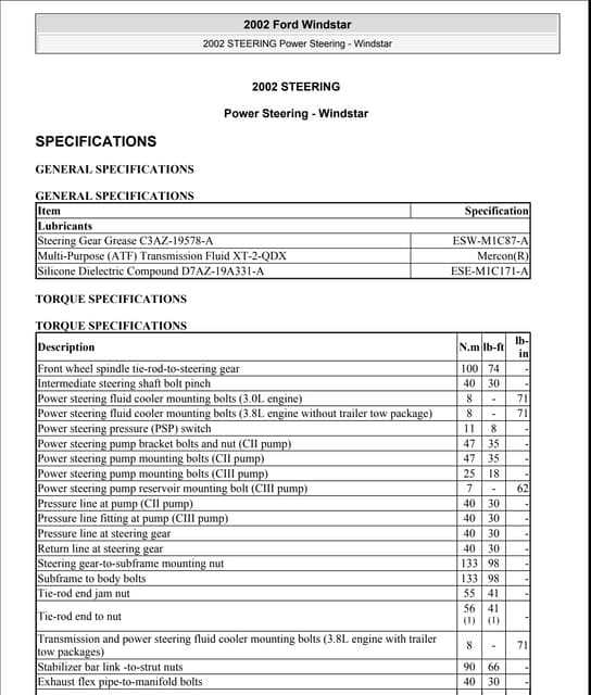 2002 ford windstar owners manual