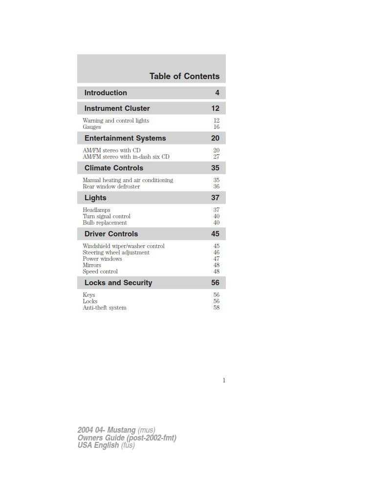 2004 ford mustang owners manual