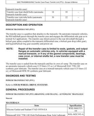 2005 ford escape owners manual