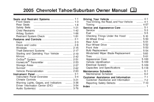 2005 chevrolet suburban owners manual