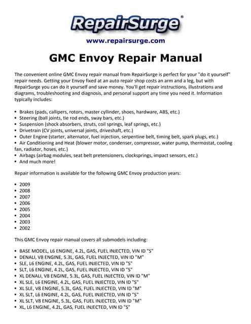 2005 gmc envoy xl owners manual