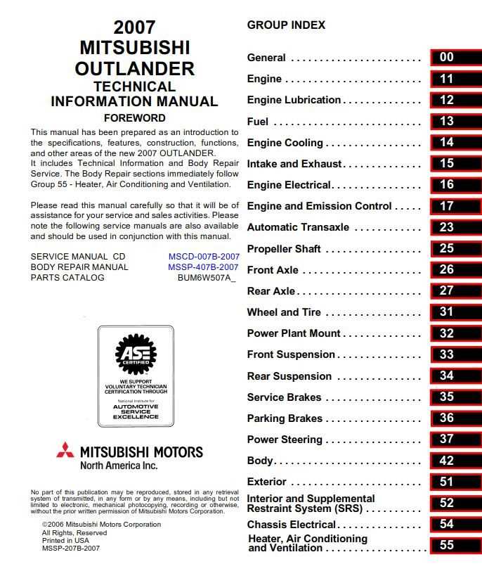 2007 mitsubishi outlander owners manual