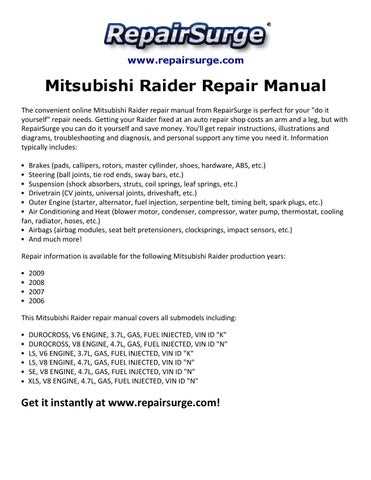 2007 mitsubishi raider owners manual