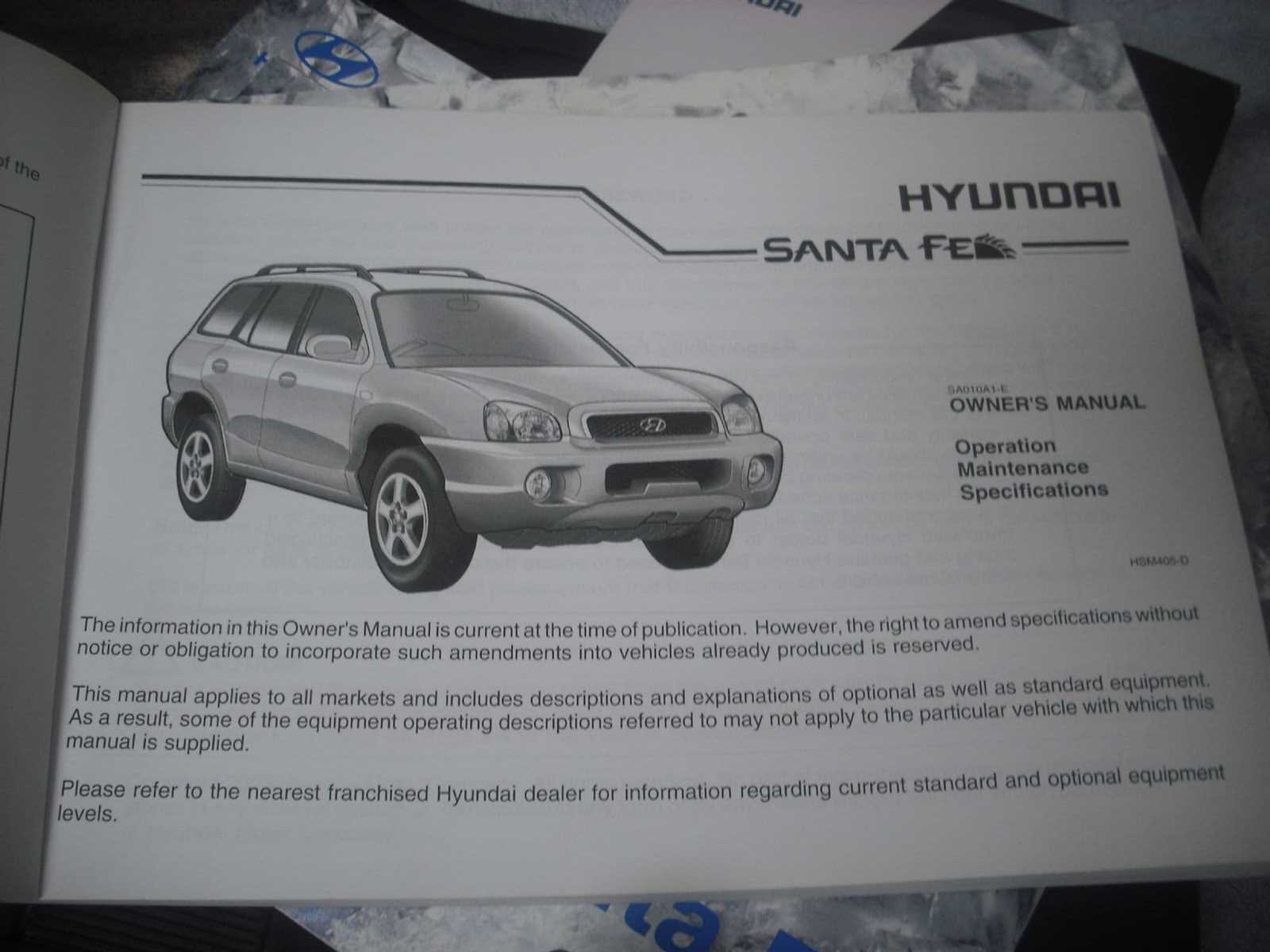 2007 santa fe owners manual