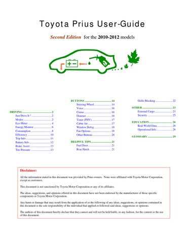 2010 toyota prius owners manual