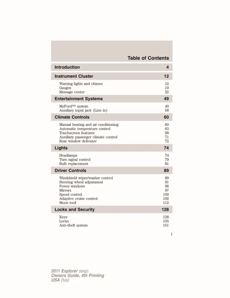 2011 ford explorer limited owners manual