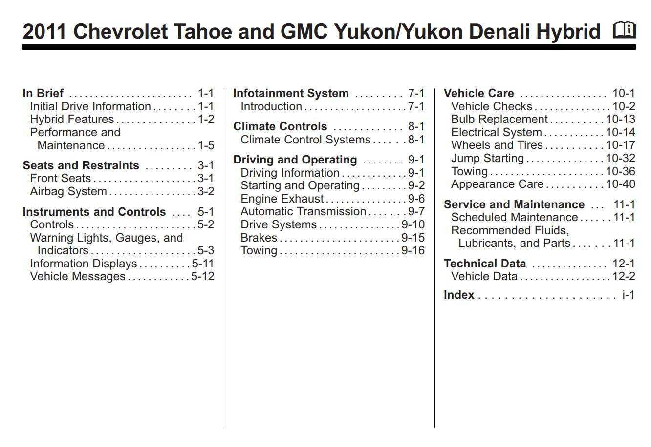 2011 gmc yukon denali owners manual