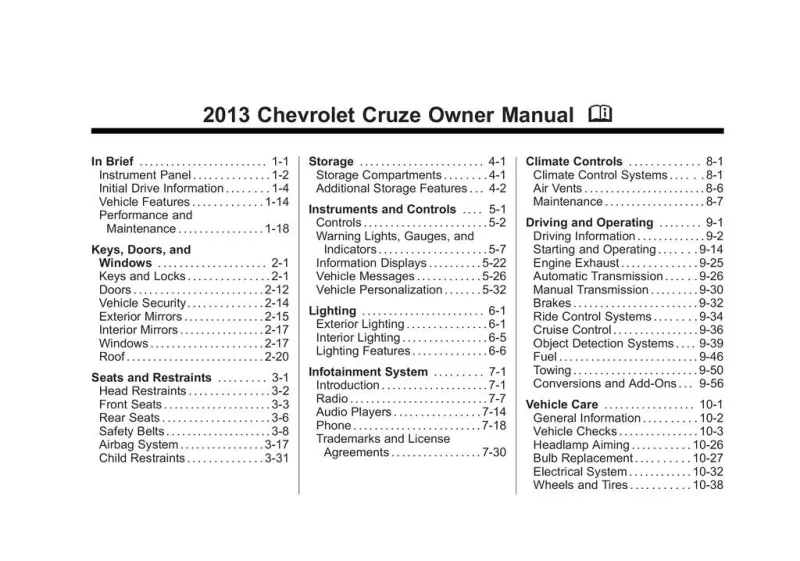 2013 chevy cruze owners manual