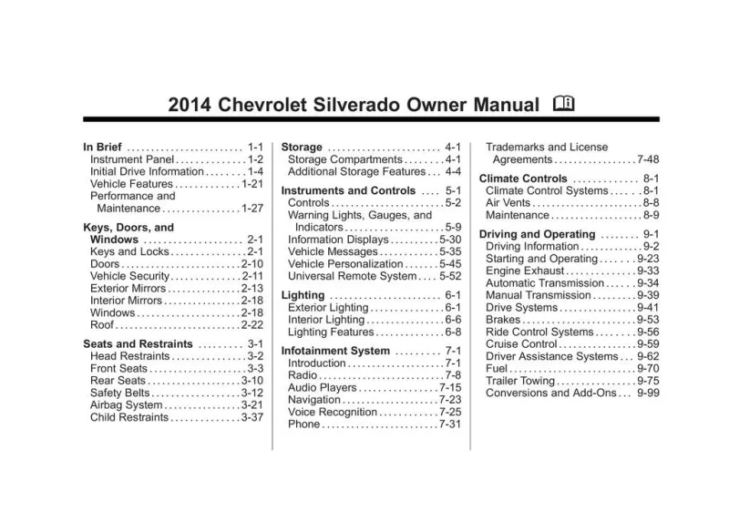 2014 chevy silverado 1500 owners manual