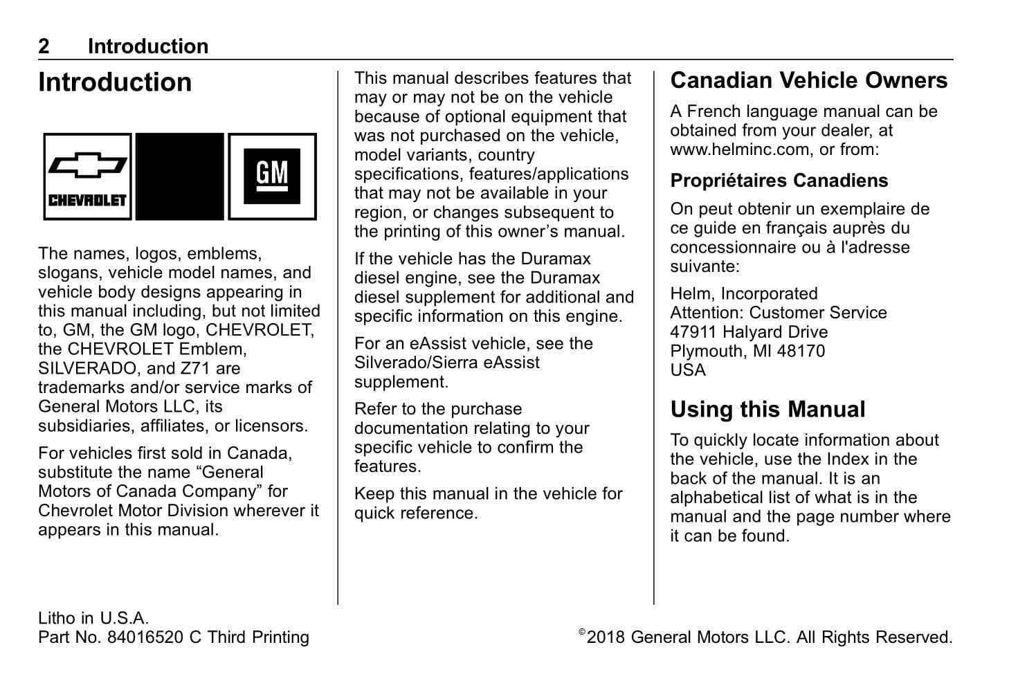 2018 chevy silverado 2500 owners manual