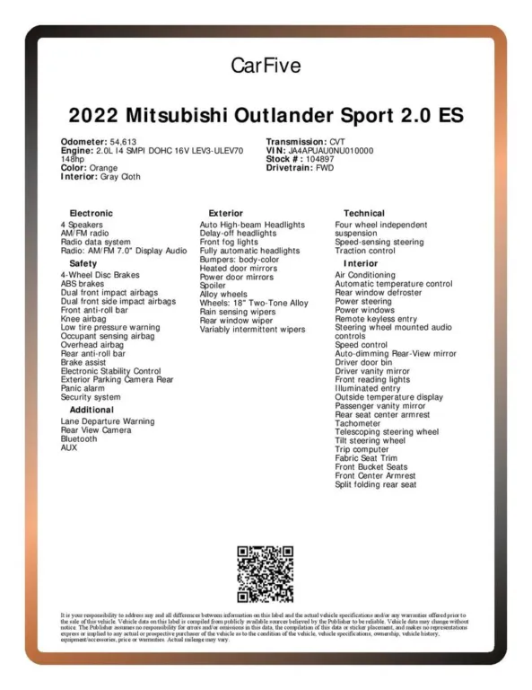 2022 mitsubishi outlander owners manual