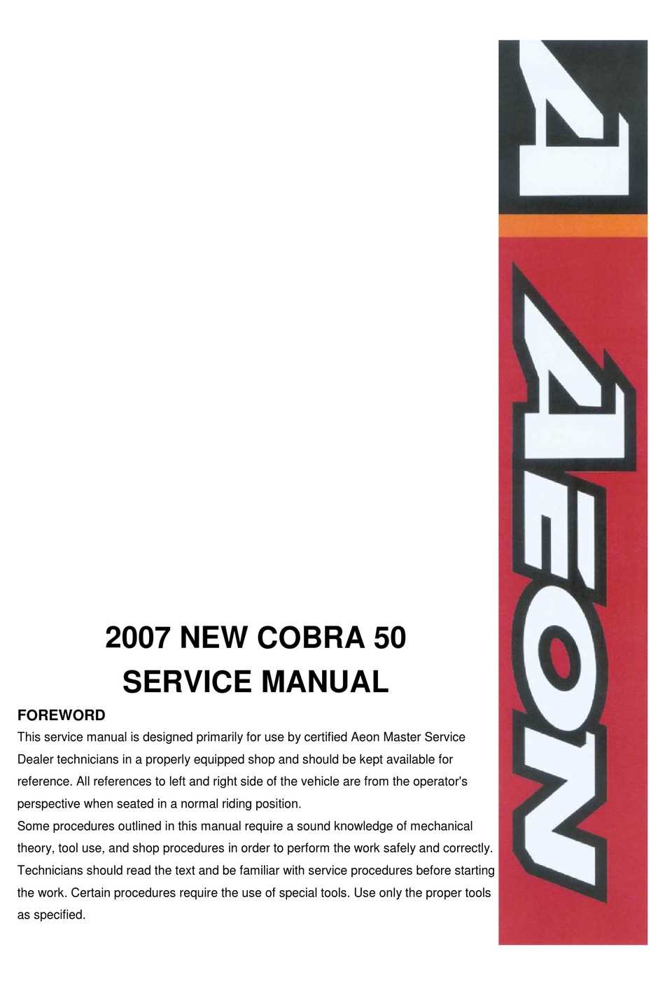 alpha sports mini cobra 50 owners manual