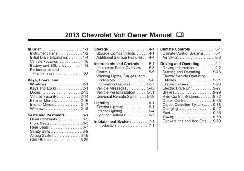 chevrolet volt owners manual