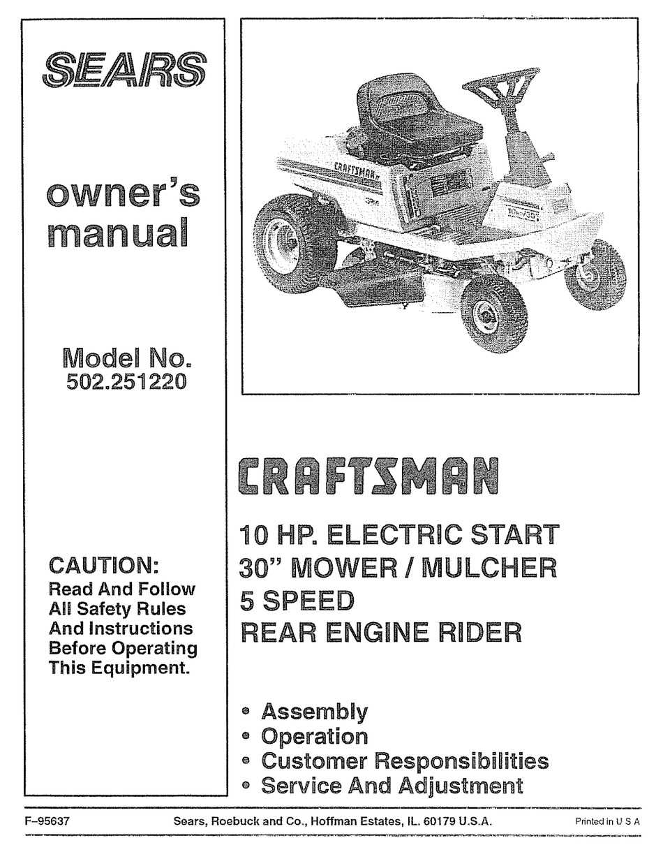 craftsman r1000 owners manual