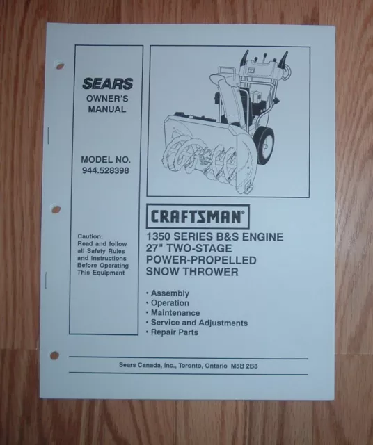 craftsman snowblower owners manual