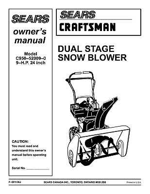 craftsman snowblower owners manual