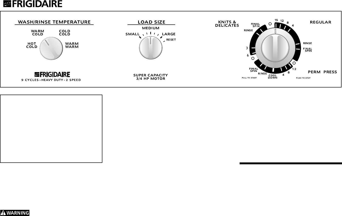 frigidaire front load washer owners manual