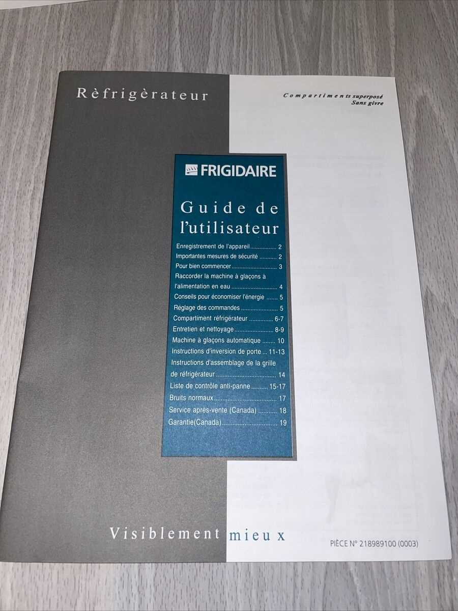 frigidaire gallery fridge owners manual