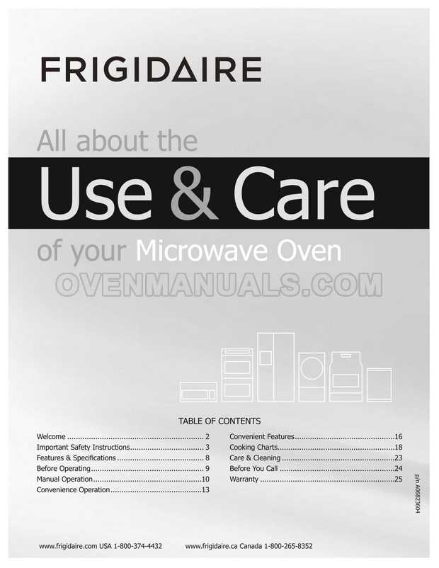 frigidaire microwave owners manual