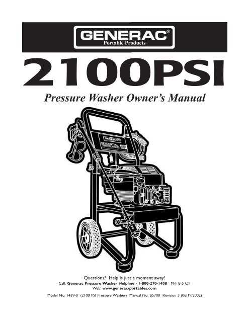 generac pressure washer owners manual