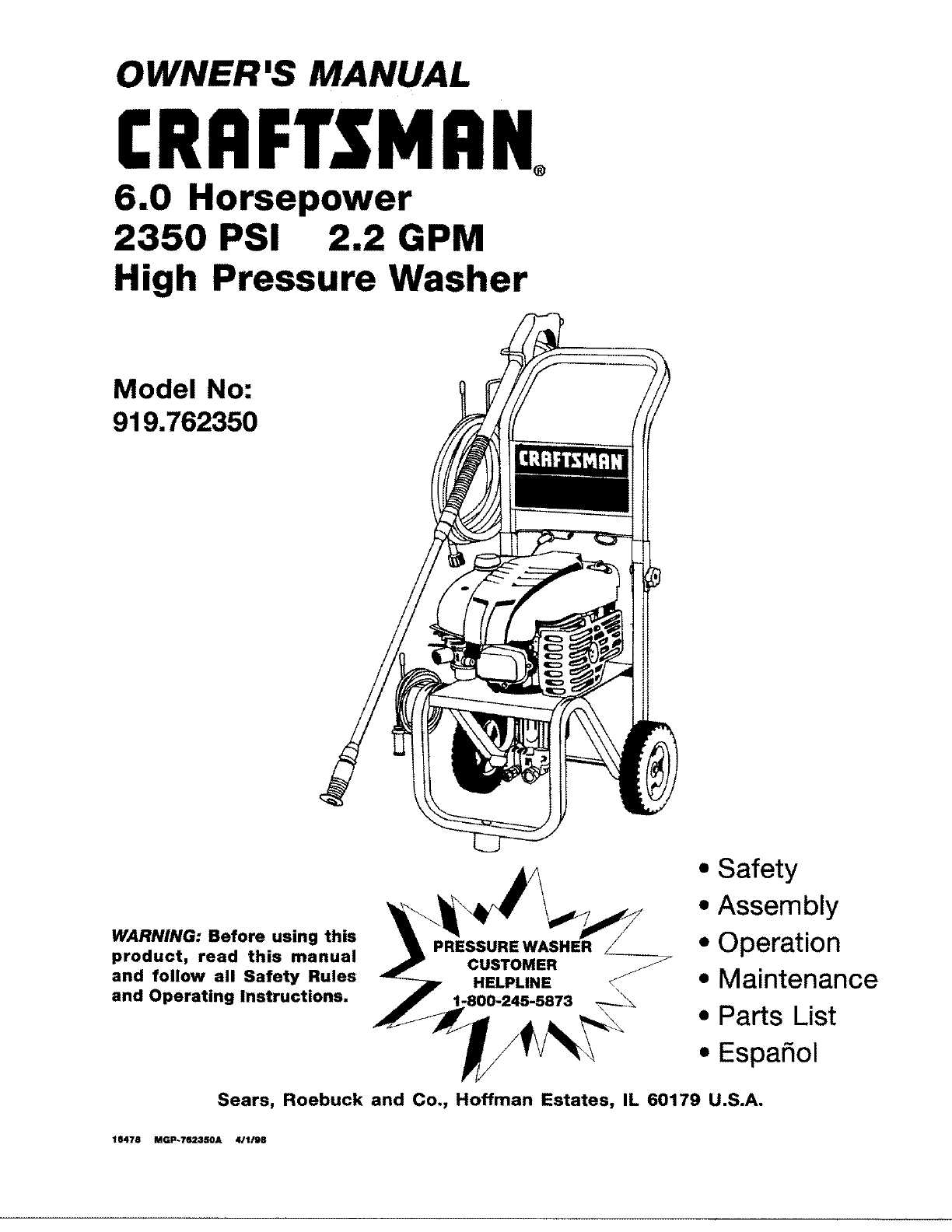 honda pressure washer owners manual