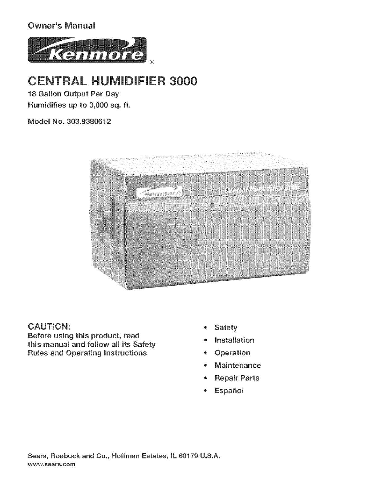 kenmore humidifier owners manual