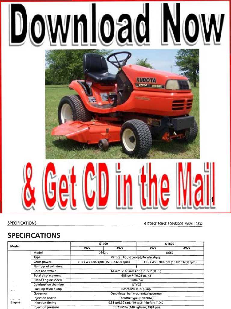 kubota g1800 owners manual