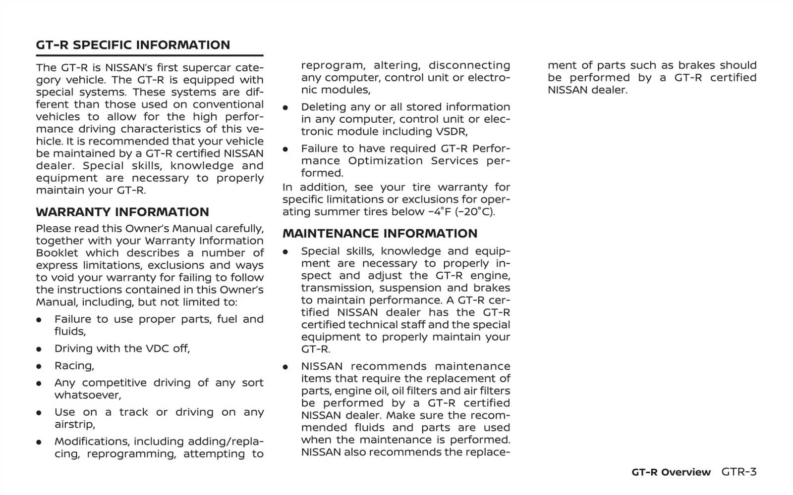 nissan gtr owners manual