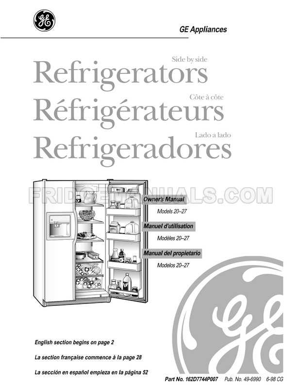 owners manual for ge refrigerator model