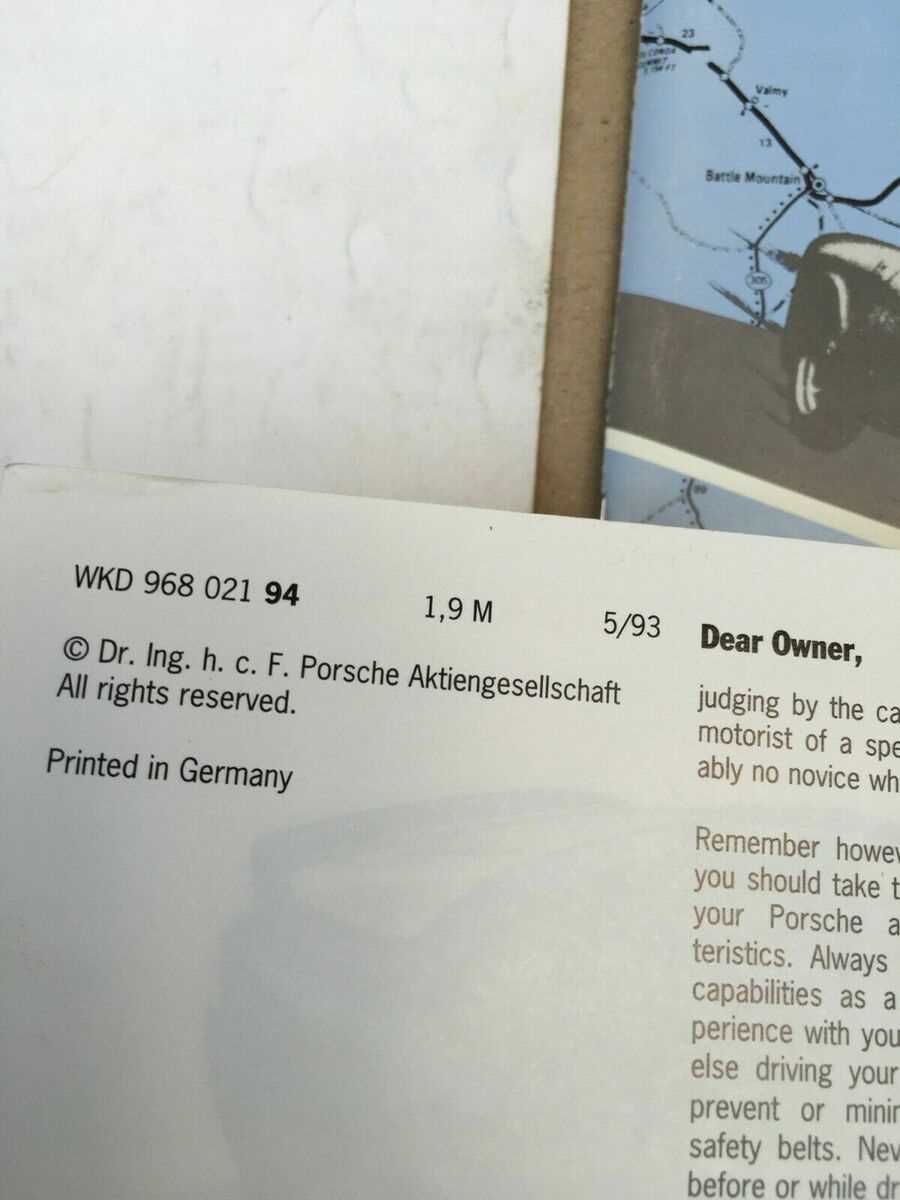 porsche 968 owners manual