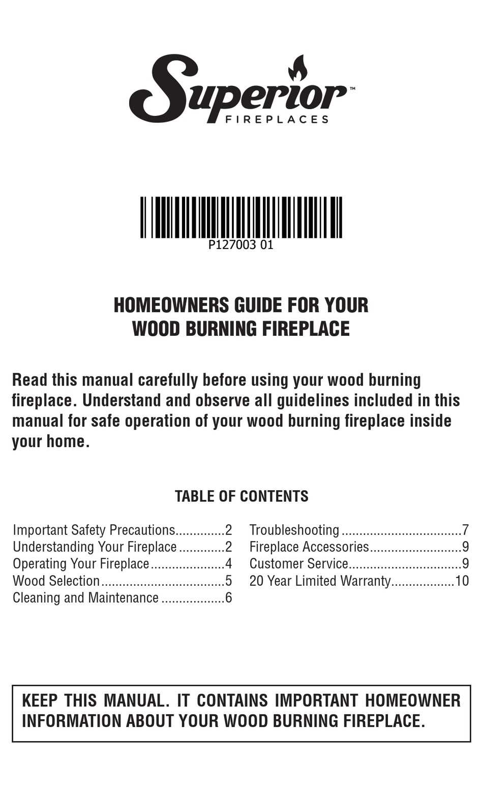 superior fireplace owners manual