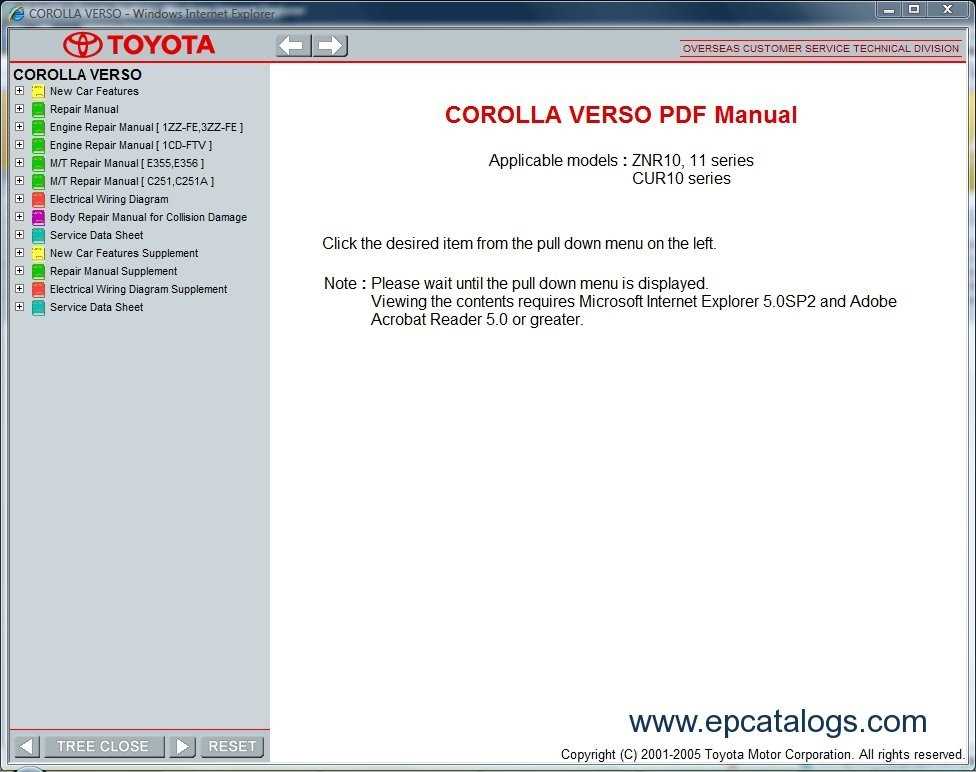 toyota corolla 2001 owners manual