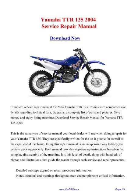 yamaha ttr 125 owners manual