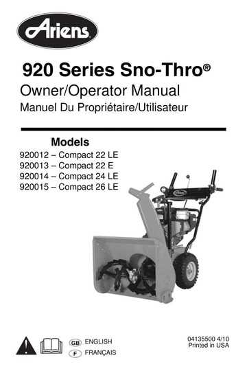 ariens compact 24 owners manual