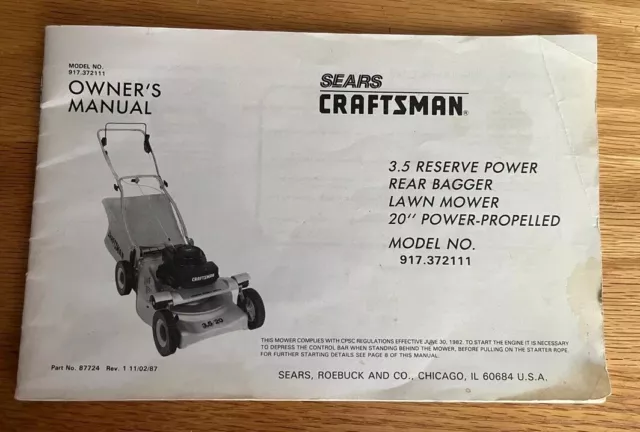 craftsman lawn mower owners manual 917