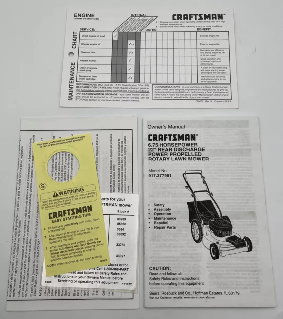 craftsman lawn mower owners manual