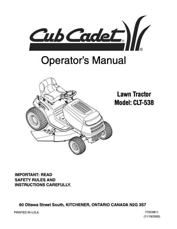 cub cadet lawn tractor owners manual