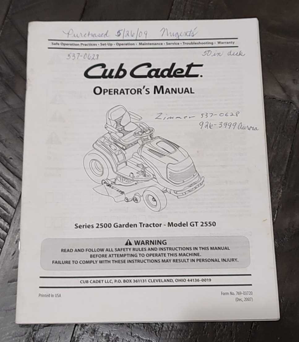 cub cadet zt2 50 owners manual