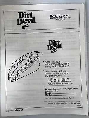 dirt devil spot scrubber owners manual