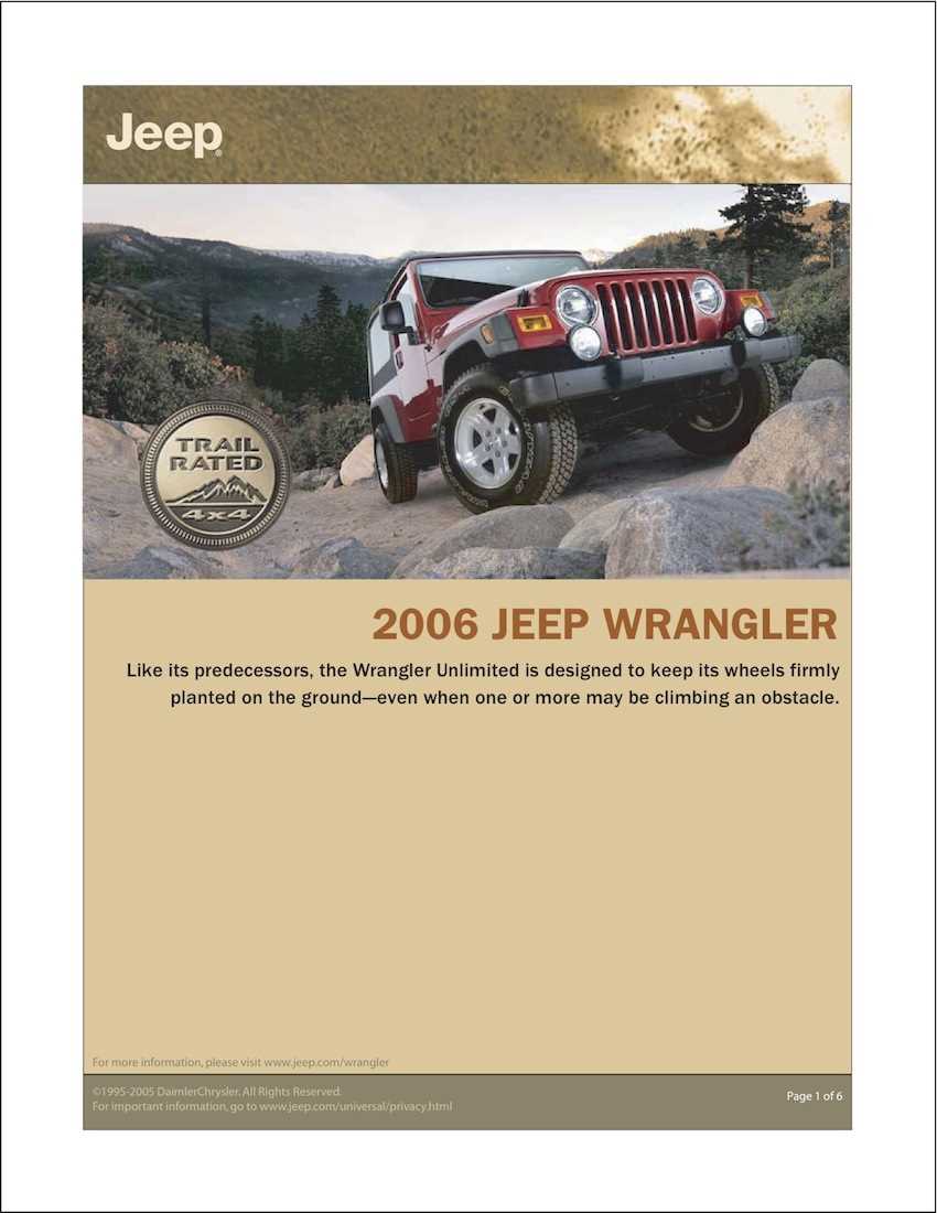 2006 jeep wrangler unlimited owners manual