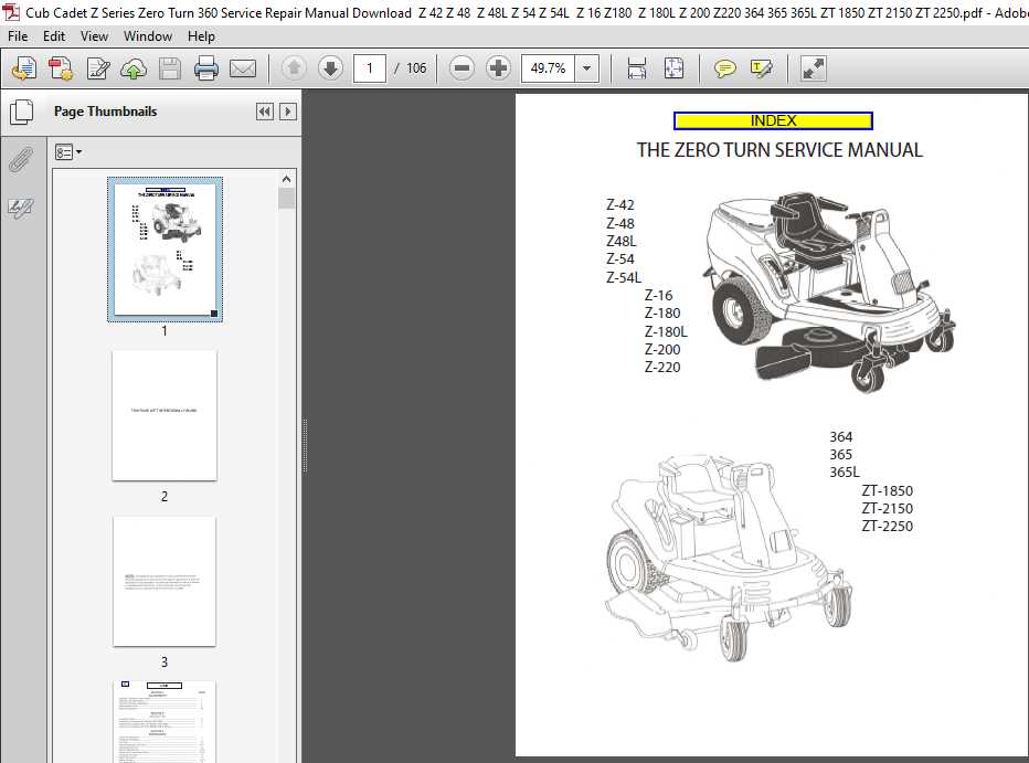 cub cadet 50 inch zero turn owners manual