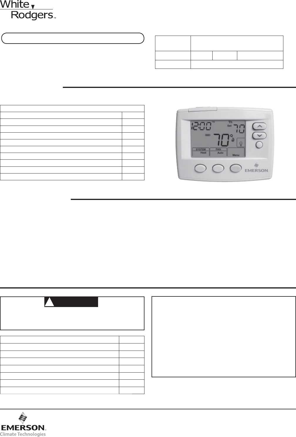 emerson thermostat owners manual