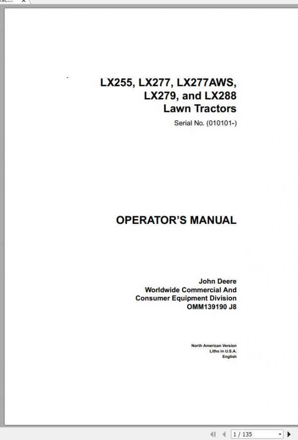 free john deere lx277 owners manual