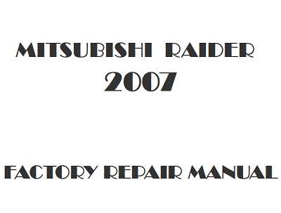 2007 mitsubishi raider owners manual